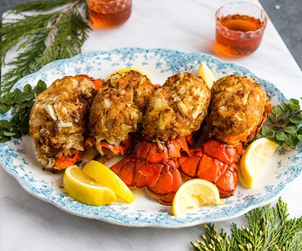 Crab stuffed lobster tails